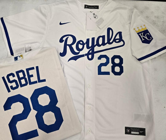 Nike Kansas City Royals KYLE ISBEL Sewn Baseball Jersey WHITE