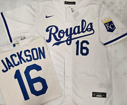 Nike Kansas City Royals BO JACKSON Sewn Baseball Jersey WHITE