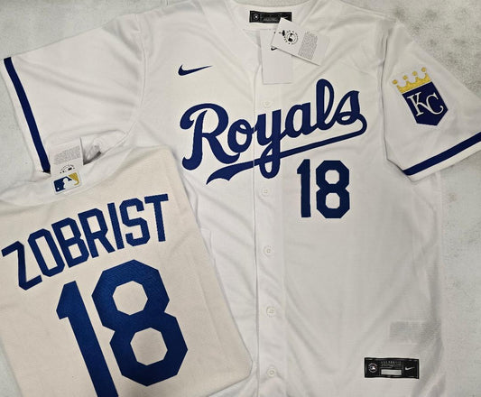 Nike Kansas City Royals BEN ZOBRIST Sewn Baseball Jersey WHITE