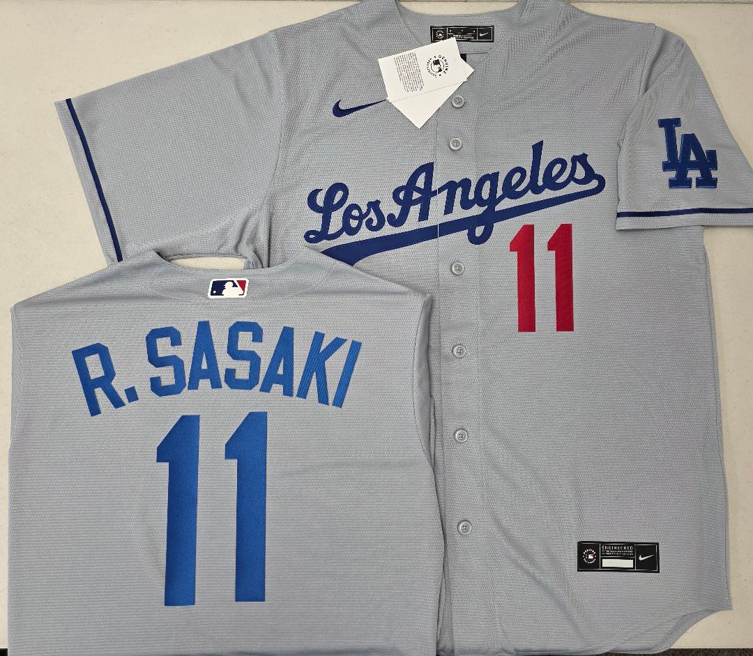Nike Los Angeles Dodgers ROKI SASAKI Baseball Jersey GRAY