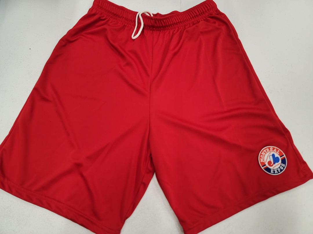 Mens MLB MONTREAL EXPOS Moisture Wick Dri Fit SHORTS W/POCKETS RED