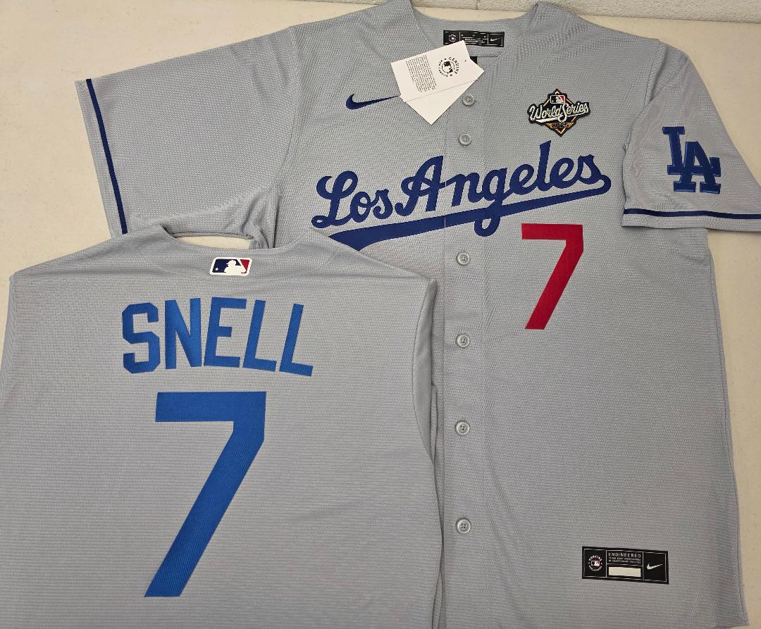 Nike Los Angeles Dodgers BLAKE SNELL 2025 World Series Baseball Jersey GRAY