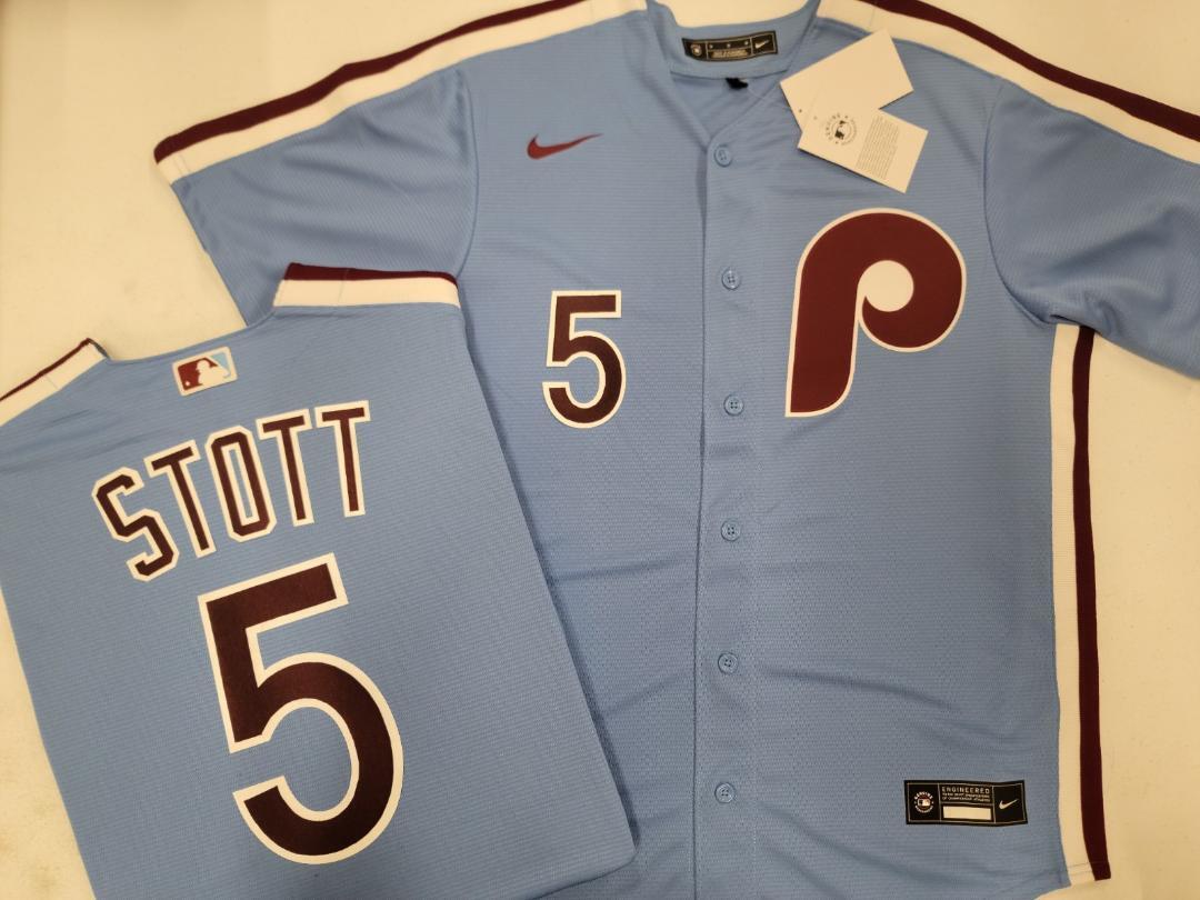 Nike Philadelphia Phillies BRYSON STOTT Sewn Throwback Baseball Jersey Blue