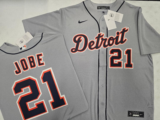 Nike Detroit Tigers JACKSON JOBE Sewn Baseball Jersey GRAY