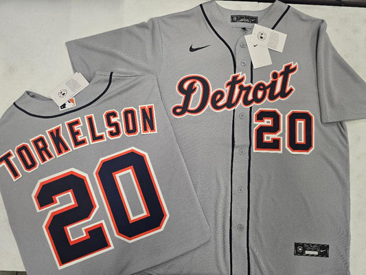Nike Detroit Tigers SPENCER TORKELSON Sewn Baseball Jersey GRAY