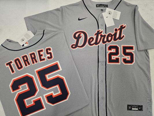 Nike Detroit Tigers GLEYBER TORRES Sewn Baseball Jersey GRAY