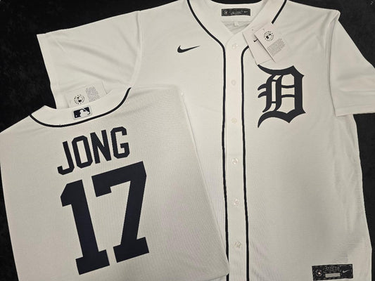 Nike Detroit Tigers JACE JONG Sewn Baseball Jersey WHITE