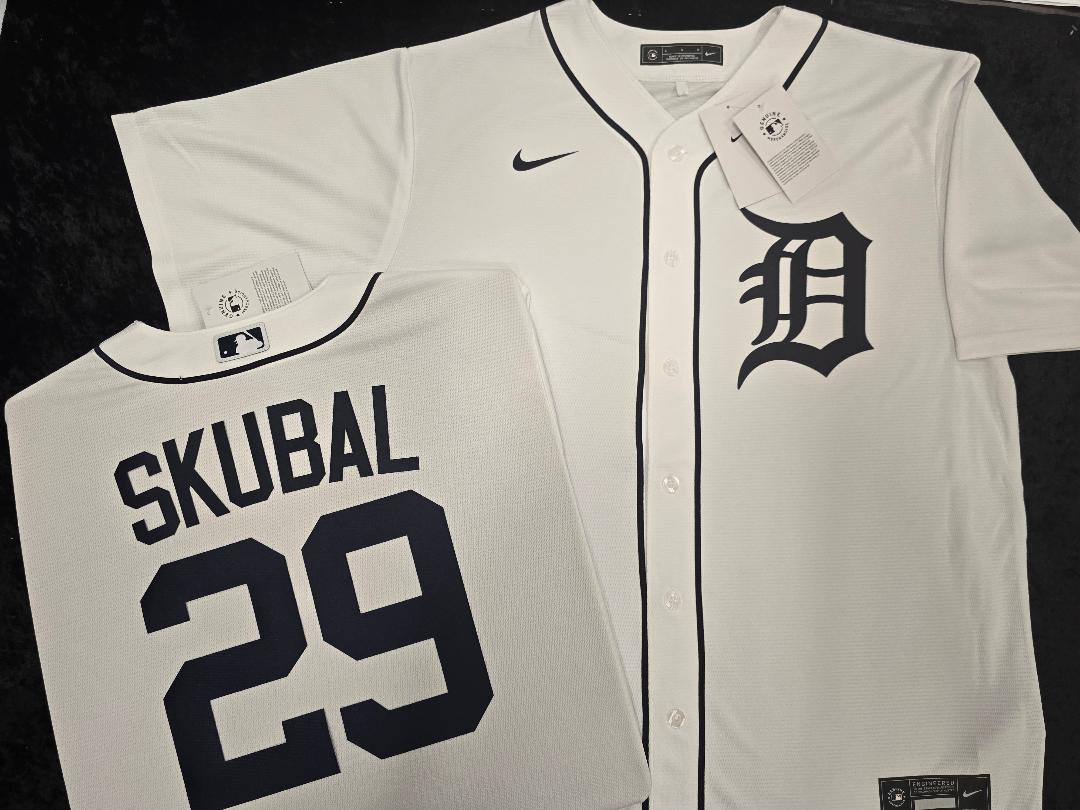 Nike Detroit Tigers TARIK SKUBAL Sewn Baseball Jersey WHITE