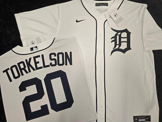 Nike Detroit Tigers SPENCER TORKELSON Sewn Baseball Jersey WHITE