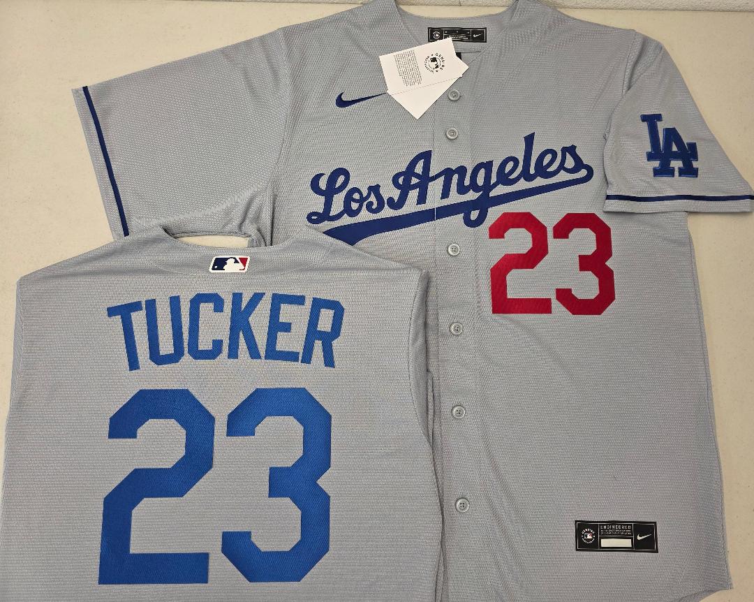 Nike Los Angeles Dodgers KYLE TUCKER Baseball Jersey GRAY