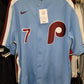 Nike Philadelphia Phillies TREA TURNER Sewn Throwback Baseball Jersey Blue