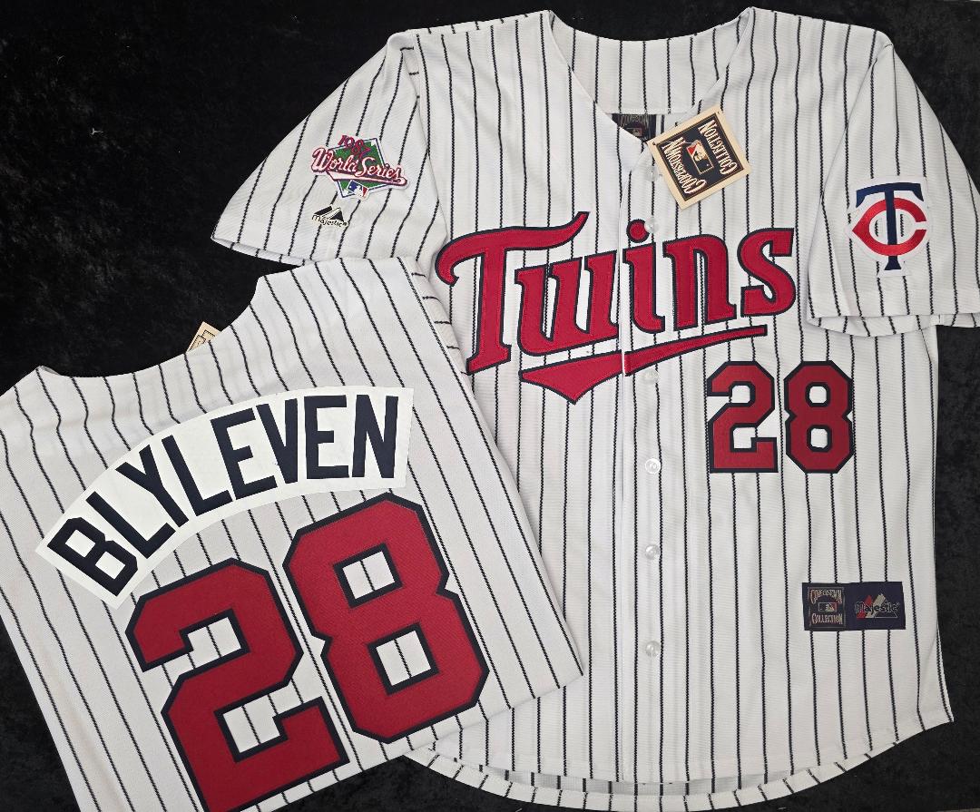 Majestic Minnesota Twins BERT BLYLEVEN 1987 World Series Baseball Jersey White P/S