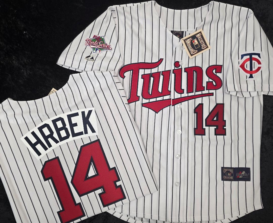 Majestic Minnesota Twins KENT HRBEK 1987 World Series Baseball Jersey White P/S