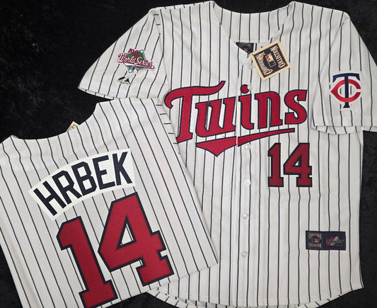 Majestic Minnesota Twins KENT HRBEK 1987 World Series Baseball Jersey White P/S