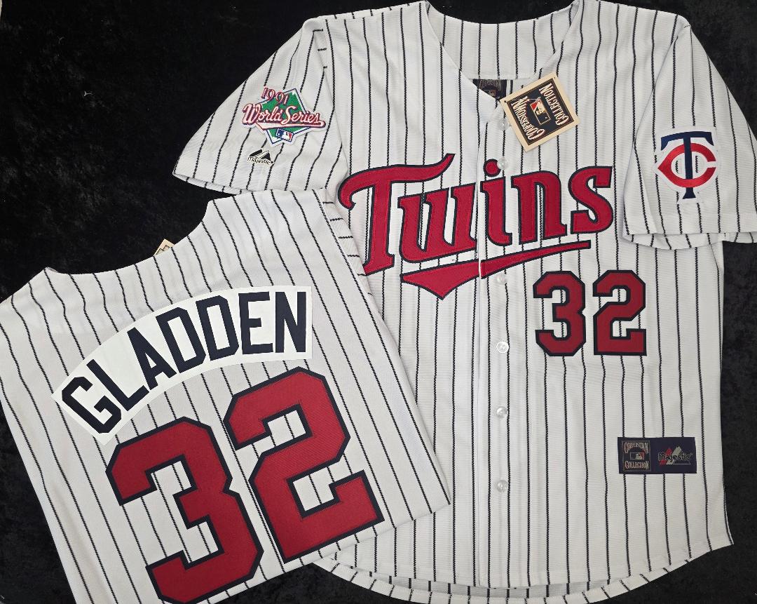 Majestic Minnesota Twins DAN GLADDEN 1991 World Series Baseball Jersey White P/S