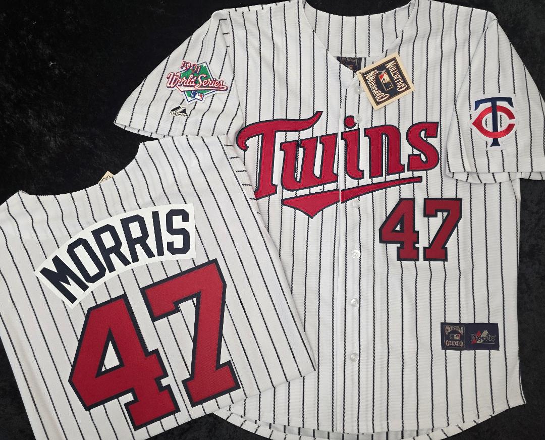 Majestic Minnesota Twins JACK MORRIS 1991 World Series Baseball Jersey White P/S