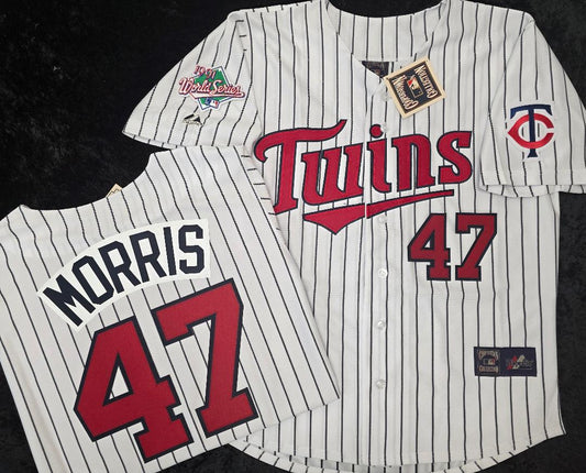 Majestic Minnesota Twins JACK MORRIS 1991 World Series Baseball Jersey White P/S