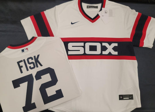 Nike Chicago White Sox CARLTON FISK Throwback Vintage Baseball Jersey