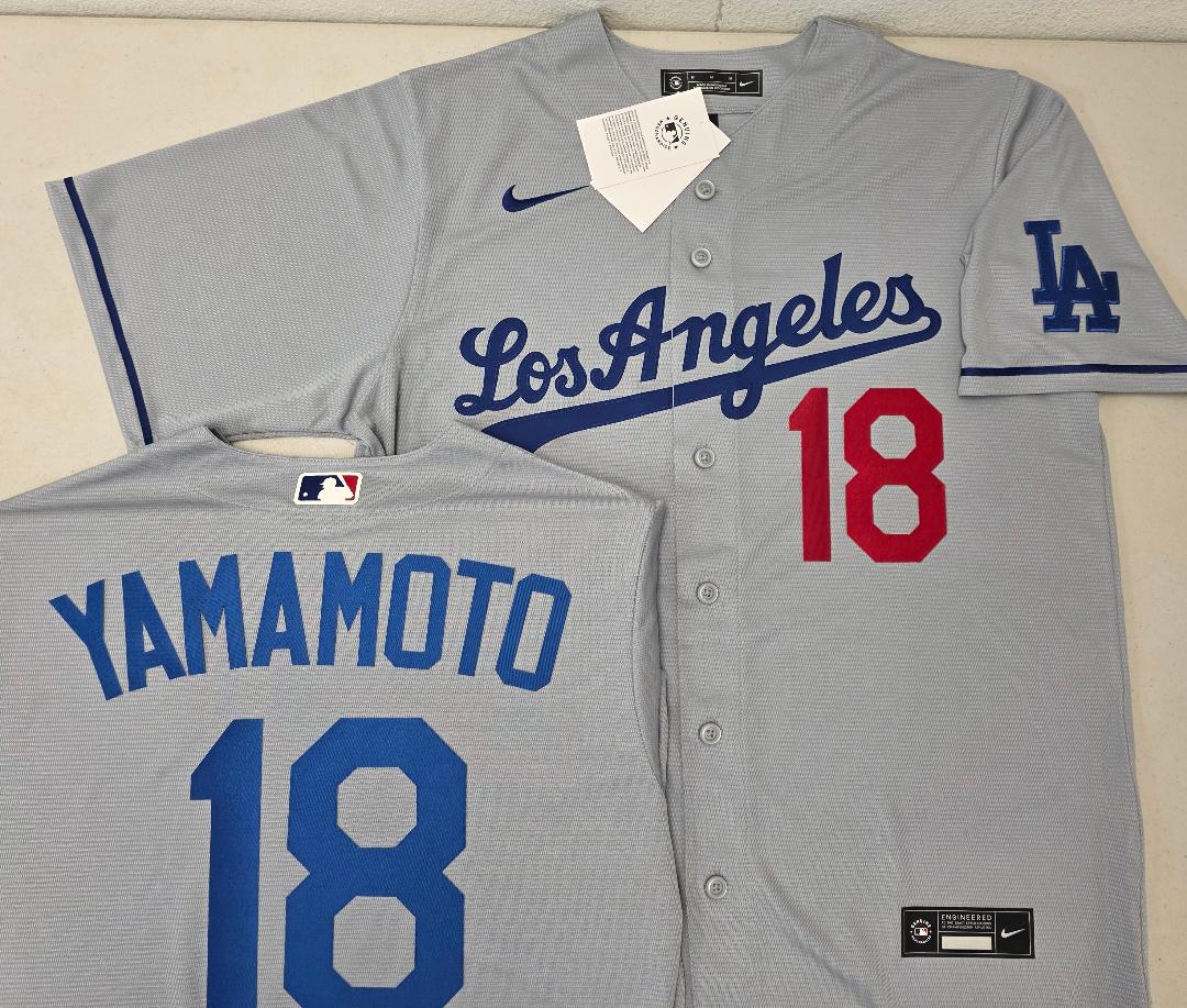 Nike Los Angeles Dodgers YOSHINOBU YAMAMOTO Baseball Jersey GRAY