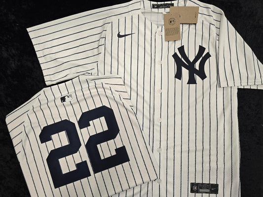 Mens Nike New York Yankees BEN RICE Sewn Baseball Jersey WHITE