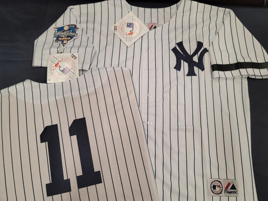Majestic New York Yankees CHUCK KNOBLAUCH 2000 World Series Baseball JERSEY White P/S (Bob Lemon)