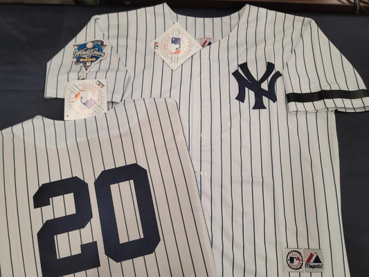 Majestic New York Yankees JORGE POSADA 2000 World Series Baseball JERSEY White P/S (Bob Lemon)