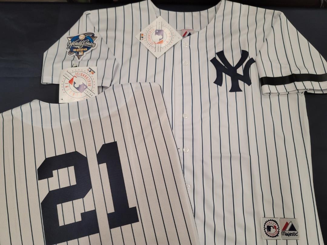 Majestic New York Yankees PAUL O'NEILL 2000 World Series Baseball JERSEY White P/S (Bob Lemon)