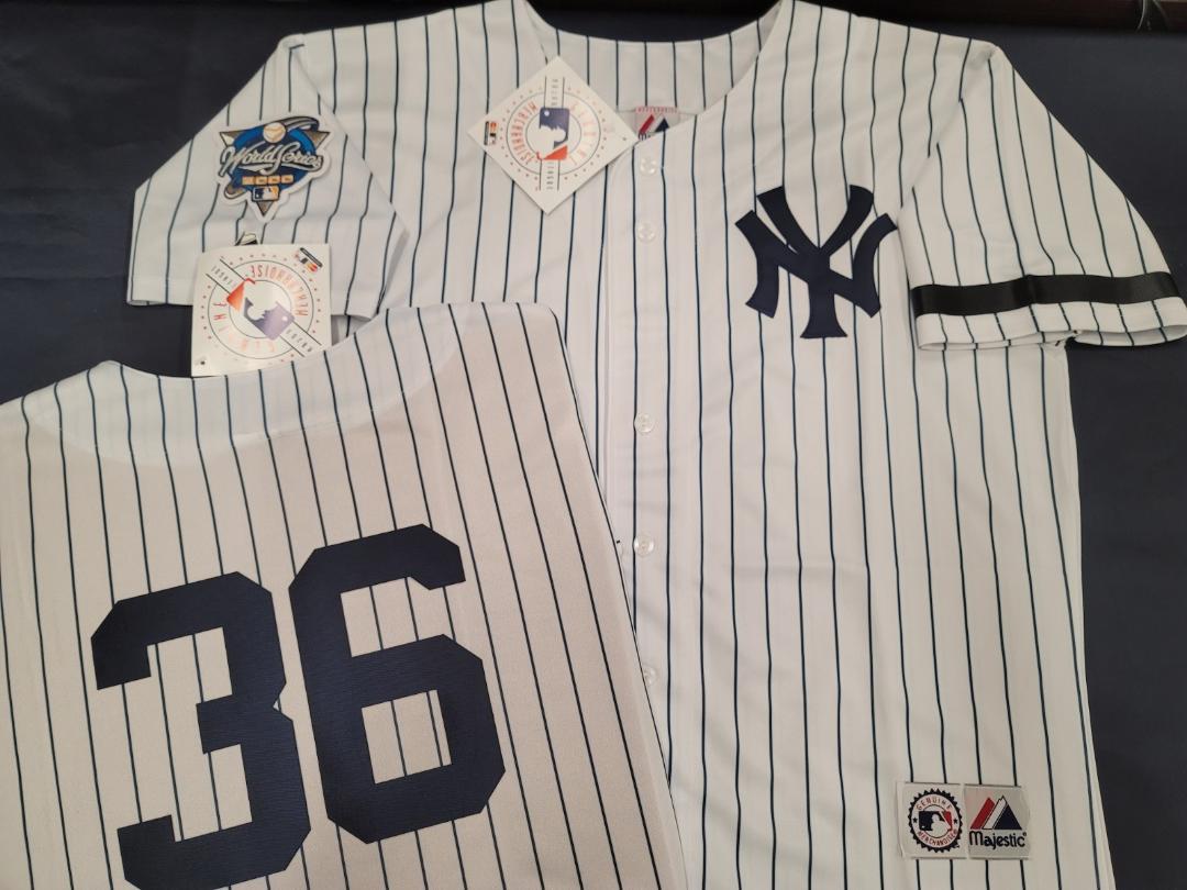 Majestic New York Yankees DAVID CONE 2000 World Series Baseball JERSEY White P/S (Bob Lemon)