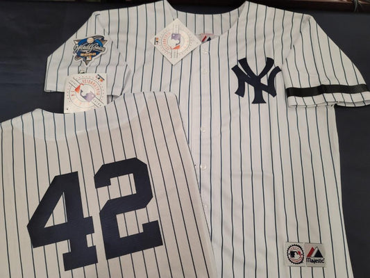 Majestic New York Yankees MARIANO RIVERA 2000 World Series Baseball JERSEY White P/S (Bob Lemon)