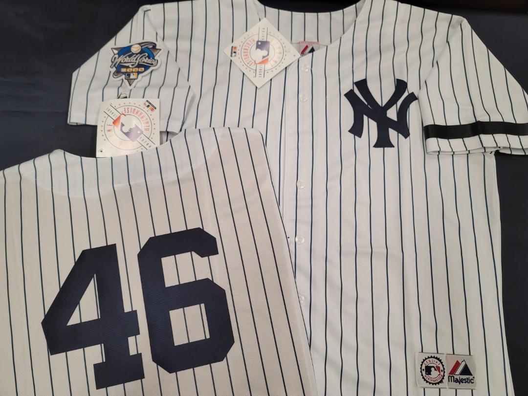 Majestic New York Yankees ANDY PETTITTE 2000 World Series Baseball JERSEY White P/S (Bob Lemon)
