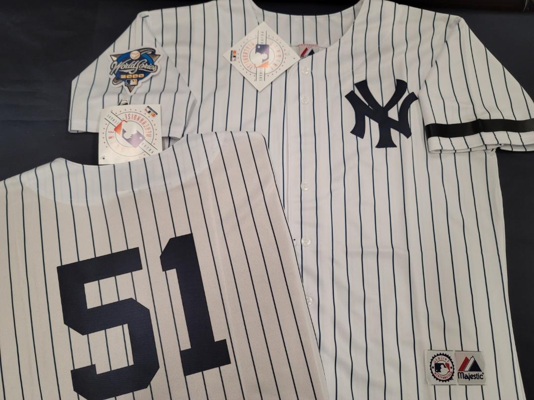 Majestic New York Yankees BERNIE WILLIAMS 2000 World Series Baseball JERSEY White P/S (Bob Lemon)