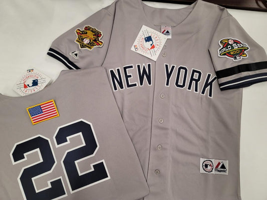 Majestic New York Yankees ROGER CLEMENS 2001 World Series Baseball Jersey GRAY (9/11 Memorial)