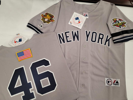 Majestic New York Yankees ANDY PETTITTE 2001 World Series Baseball Jersey GRAY (9/11 Memorial)