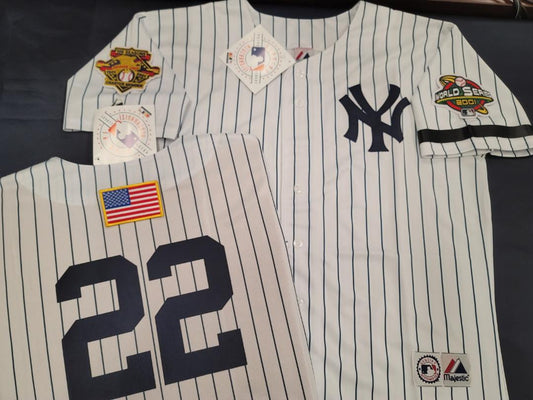 Majestic New York Yankees ROGER CLEMENS 2001 World Series Baseball JERSEY White P/S (9/11 Memorial)