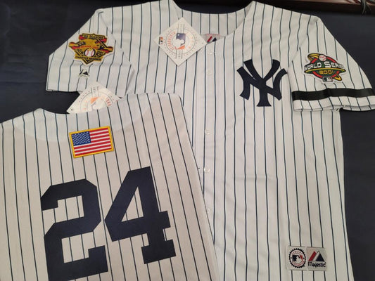 Majestic New York Yankees TINO MARTINEZ 2001 World Series Baseball JERSEY White P/S (9/11 Memorial)