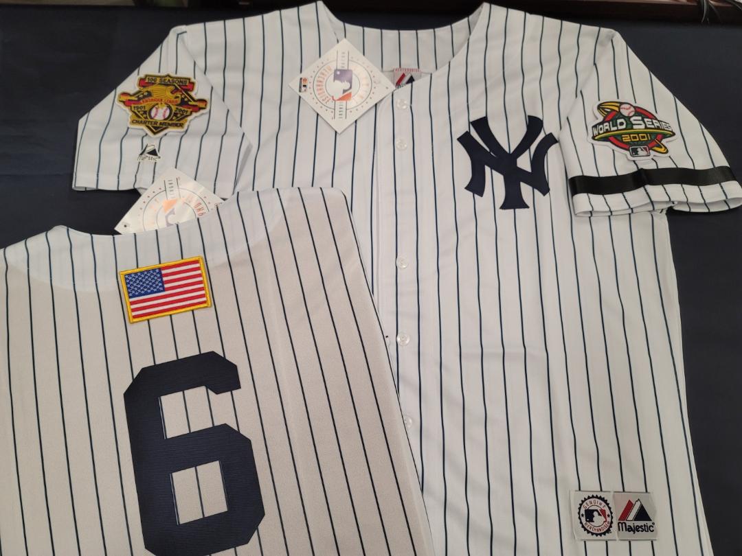 Majestic New York Yankees JOE TORRE 2001 World Series Baseball JERSEY White P/S (9/11 Memorial)