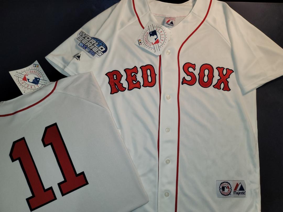 Majestic Boston Red Sox BILL MUELLER 2004 World Series Baseball Jersey WHITE