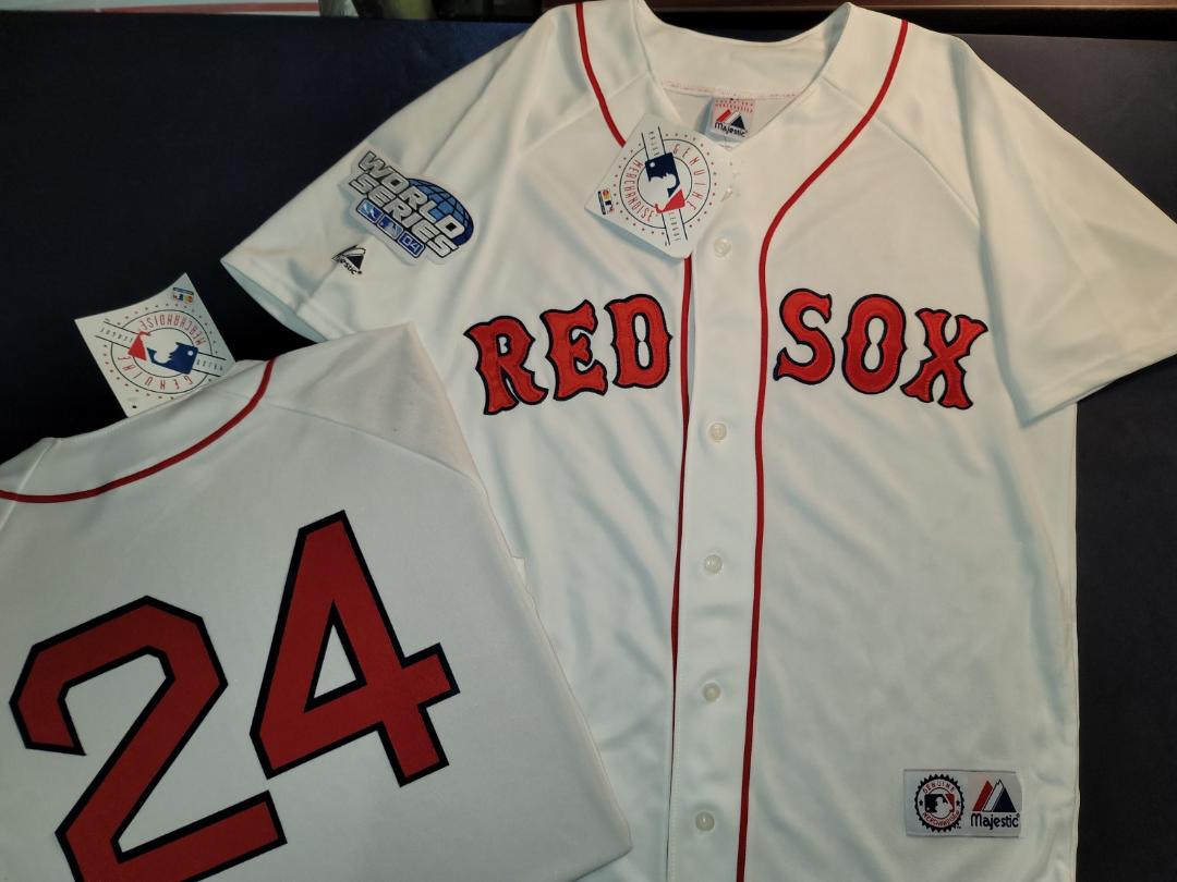 Majestic Boston Red Sox MANNY RAMIREZ 2004 World Series Baseball Jersey WHITE