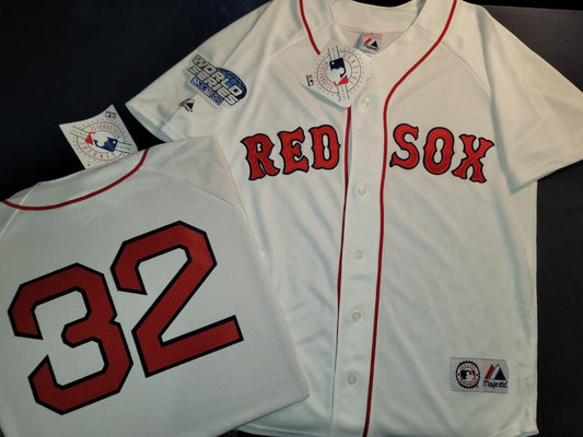Majestic Boston Red Sox DEREK LOWE 2004 World Series Baseball Jersey WHITE