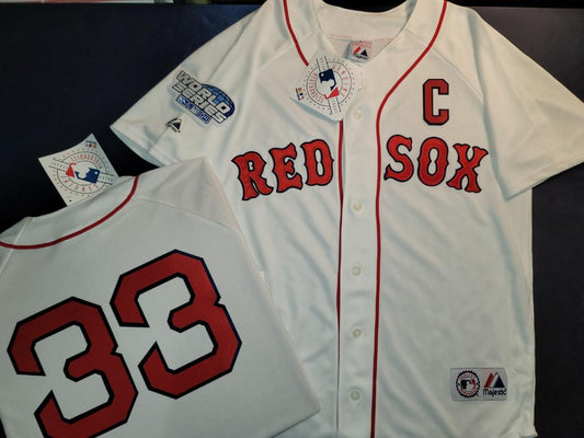 Majestic Boston Red Sox JASON VARITEK 2004 World Series Baseball Jersey WHITE