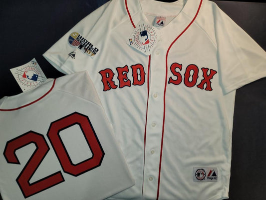 Majestic Boston Red Sox KEVIN YOUKILIS 2007 World Series Baseball Jersey WHITE