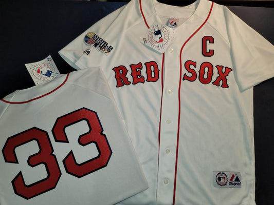 Majestic Boston Red Sox JASON VARITEK 2007 World Series Baseball Jersey WHITE
