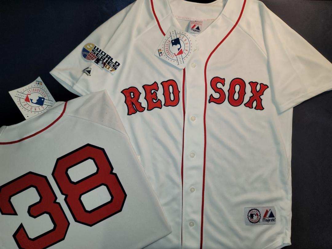 Majestic Boston Red Sox CURT SCHILLING 2007 World Series Baseball Jersey WHITE