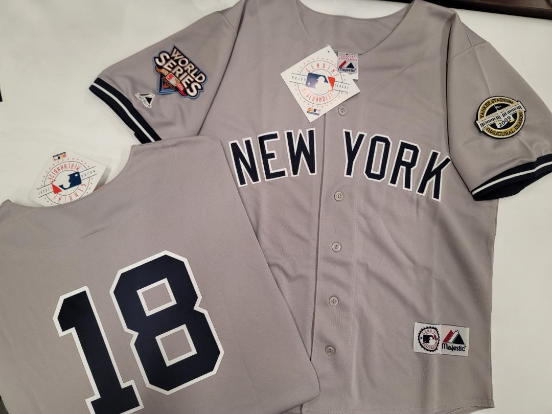 Majestic New York Yankees JOHNNY DAMON 2009 World Series Baseball JERSEY GRAY