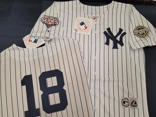 Majestic New York Yankees JOHNNY DAMON 2009 World Series Baseball JERSEY White P/S