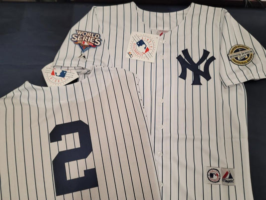 2009 World Series Yankees Authentic Home Jersey Customized with both  Patches - Plain on Back