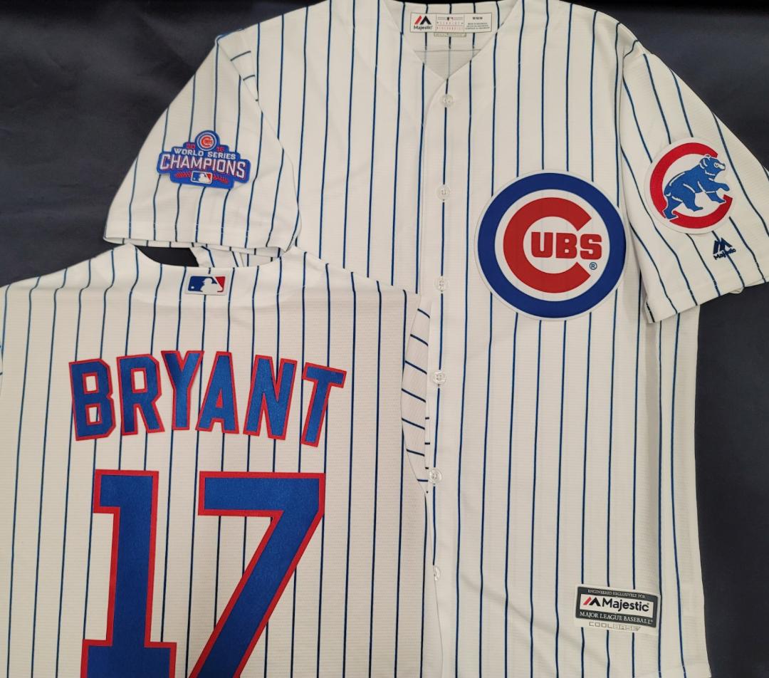 Majestic Chicago Cubs KRIS BRYANT 2016 World Series Baseball Jersey WHITE P/S