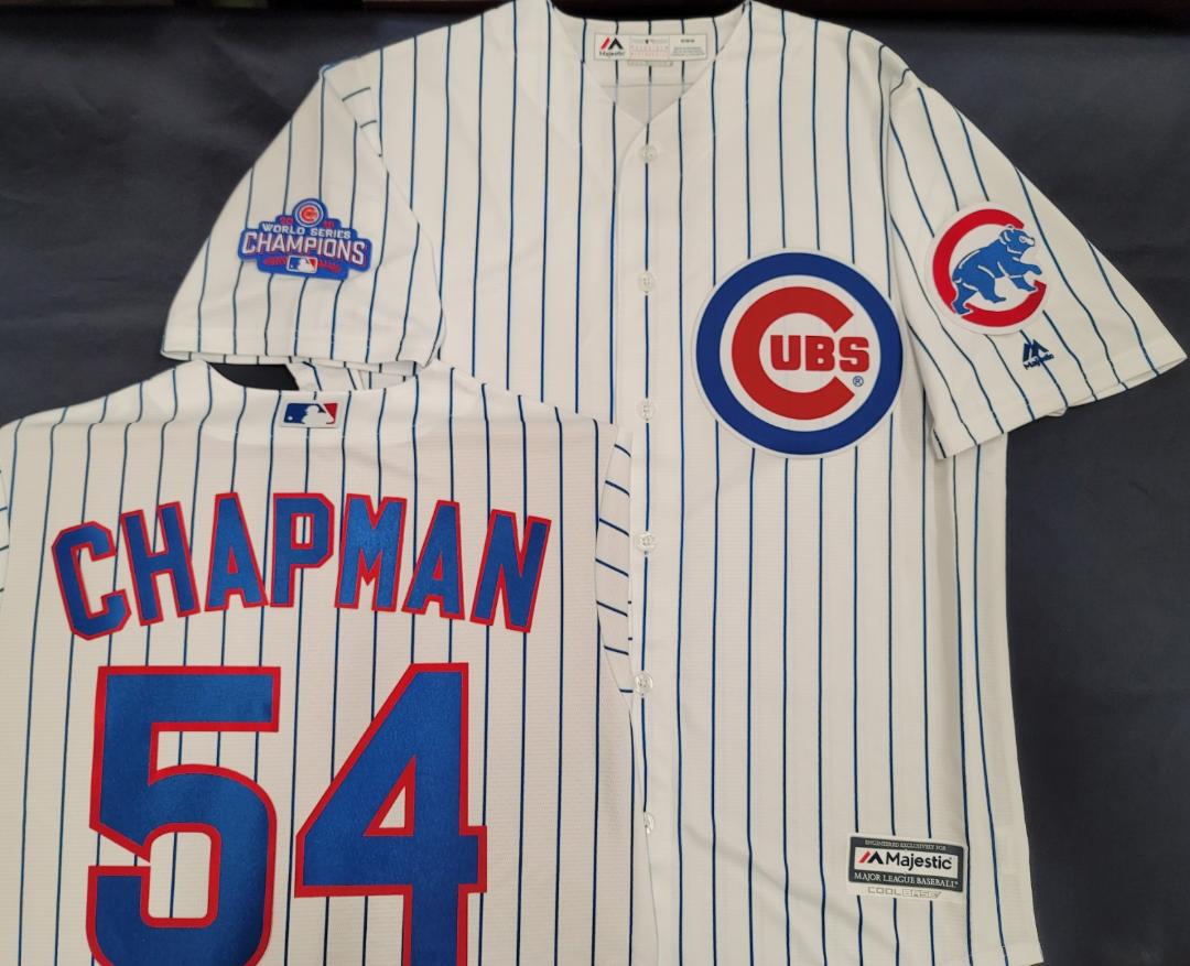 Majestic Chicago Cubs AROLDIS CHAPMAN 2016 World Series Baseball Jersey WHITE P/S