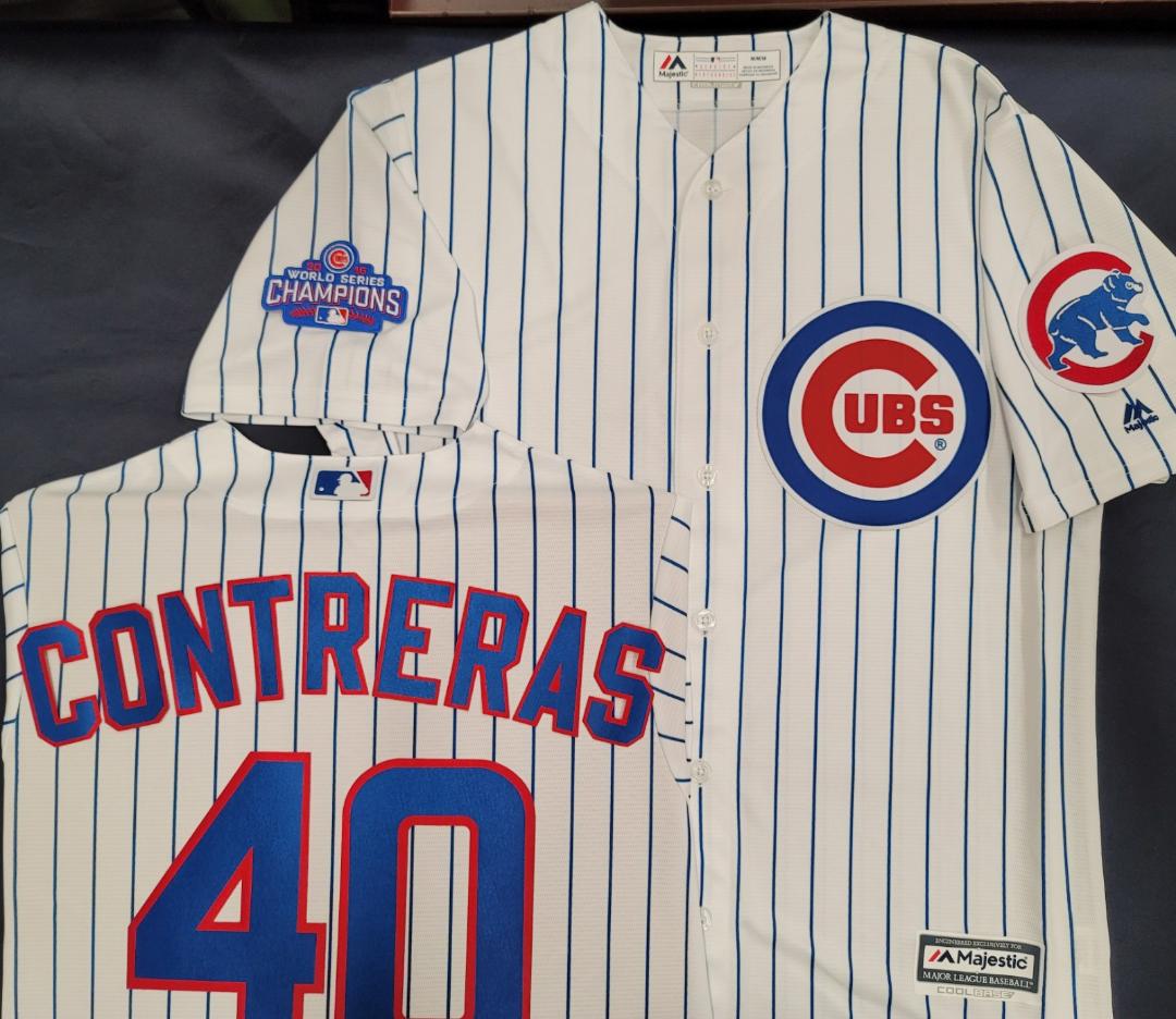 Majestic Chicago Cubs WILSON CONTRERAS 2016 World Series Baseball Jersey WHITE P/S