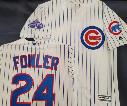 Majestic Chicago Cubs DEXTER FOWLER 2016 World Series Baseball Jersey WHITE P/S